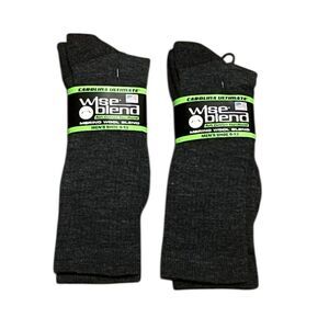 Merino Wool Blend Men’s Socks, 2 Packs, Black, Sizes 9-13, NWT